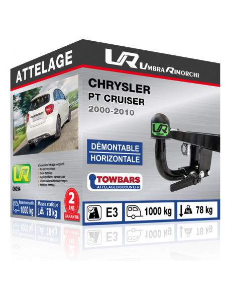 Crochet d'attelage Chrysler PT CRUISER “col de cygne“ démontable horizontale sans outils