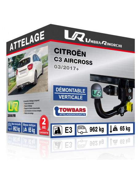 Crochet d'attelage Citroën C3 AIRCROSS “col de cygne” démontable verticale sans outils