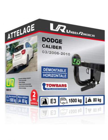 Crochet d'attelage Dodge CALIBER “col de cygne“ démontable horizontale sans outils