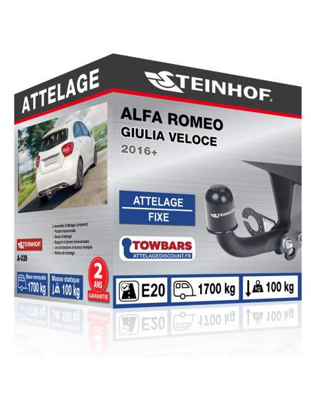 Crochet d'attelage Alfa Romeo GIULIA VELOCE “col de cygne“ démontable avec outils
