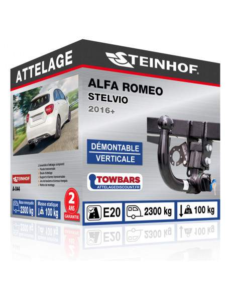 Crochet d'attelage Alfa Romeo STELVIO “col de cygne” démontable verticale sans outils