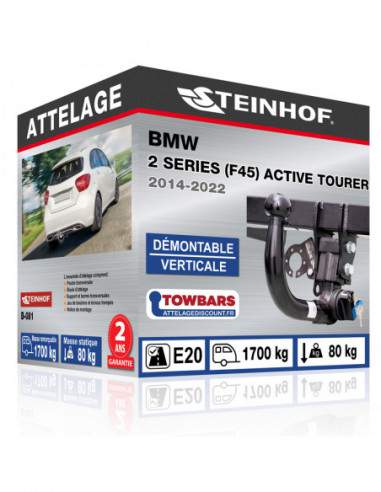 Crochet d'attelage BMW 2 SERIES (F45) ACTIVE TOURER “col de cygne” démontable verticale sans outils