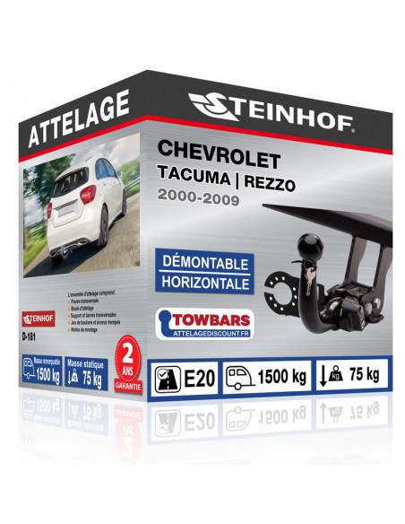 Crochet d'attelage Chevrolet TACUMA | REZZO “col de cygne“ démontable horizontale sans outils