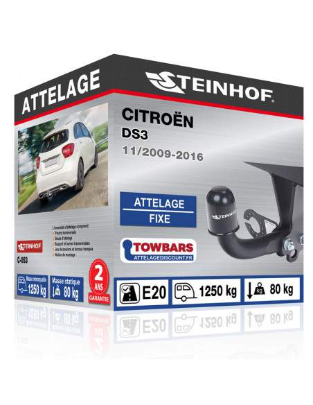 Crochet d'attelage Citroën DS3 “col de cygne“ démontable avec outils