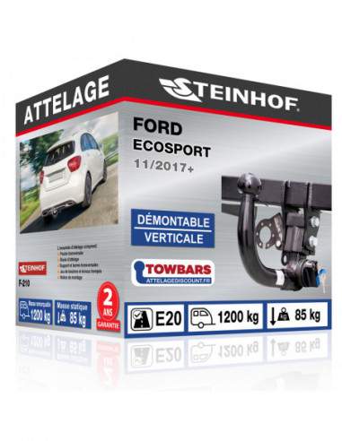 Crochet d'attelage Ford ECOSPORT “col de cygne” démontable verticale sans outils