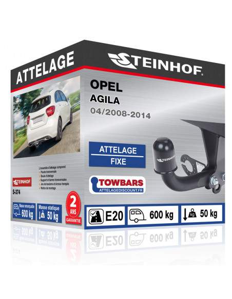 Crochet d'attelage Opel AGILA “col de cygne“ démontable avec outils