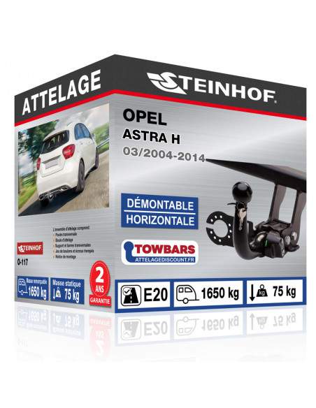 Crochet d'attelage Opel ASTRA H “col de cygne“ démontable horizontale sans outils