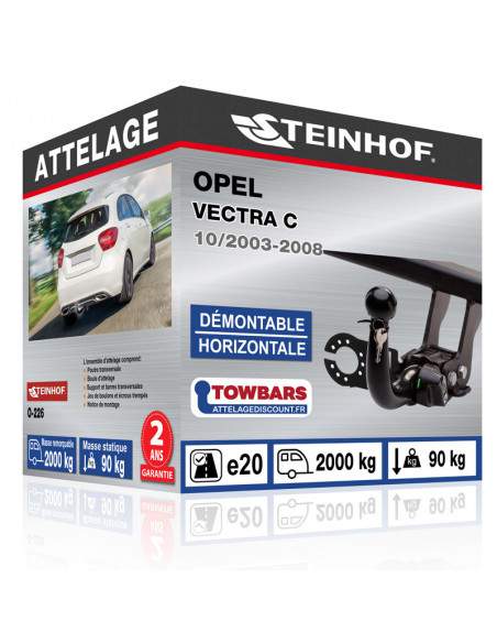 Crochet d'attelage Opel VECTRA C “col de cygne“ démontable horizontale sans outils