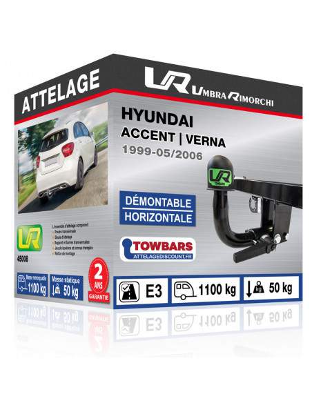 Crochet d'attelage Hyundai ACCENT | VERNA “col de cygne“ démontable horizontale sans outils