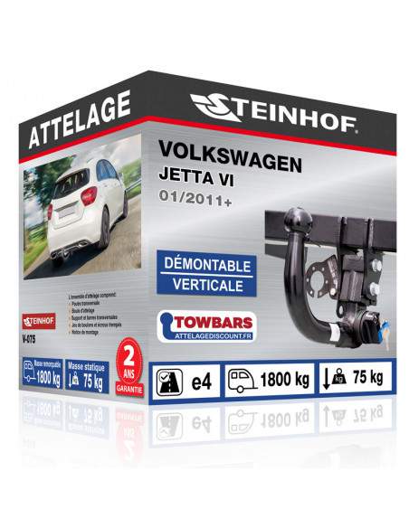 Crochet d'attelage Volkswagen JETTA VI “col de cygne” démontable verticale sans outils