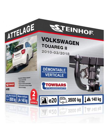 Crochet d'attelage Volkswagen TOUAREG II “col de cygne” démontable verticale sans outils
