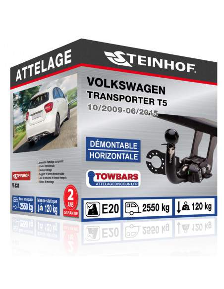 Crochet d'attelage Volkswagen TRANSPORTER T5 “col de cygne“ démontable horizontale sans outils