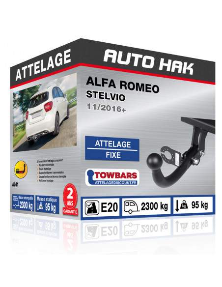 Crochet d'attelage Alfa Romeo STELVIO “col de cygne“ démontable avec outils