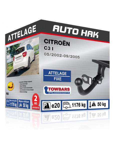 Crochet d'attelage Citroën C3 I “col de cygne“ démontable avec outils