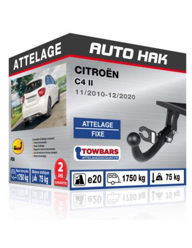 Crochet d'attelage Citroën C4 II “col de cygne“ démontable avec outils
