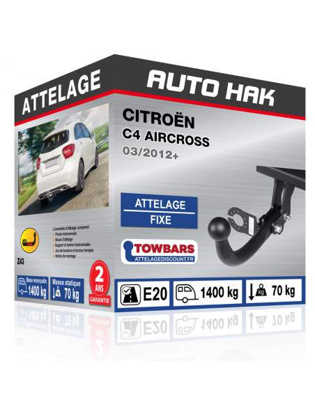Crochet d'attelage Citroën C4 AIRCROSS “col de cygne“ démontable avec outils