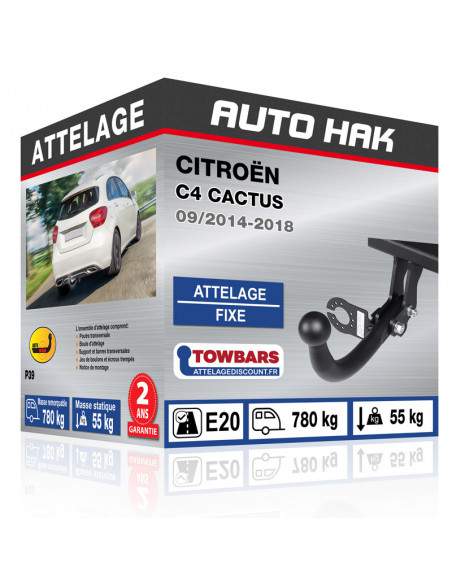 Crochet d'attelage Citroën C4 CACTUS “col de cygne“ démontable avec outils