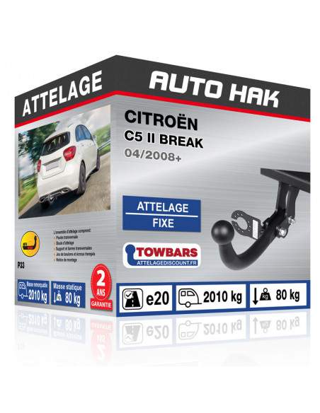 Crochet d'attelage Citroën C5 II BREAK “col de cygne“ démontable avec outils