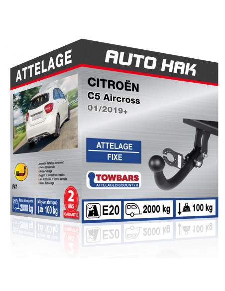 Crochet d'attelage Citroën C5 Aircross “col de cygne“ démontable avec outils