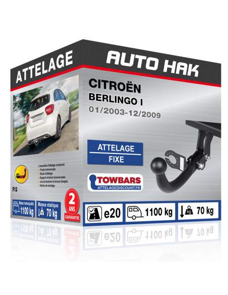 Crochet d'attelage Citroën BERLINGO I “col de cygne“ démontable avec outils