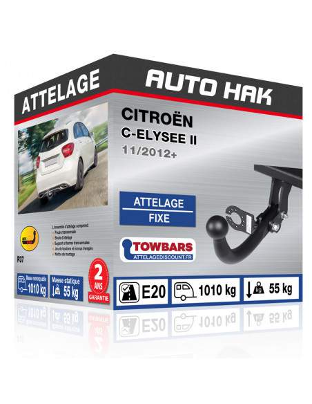 Crochet d'attelage Citroën C-ELYSEE II “col de cygne“ démontable avec outils