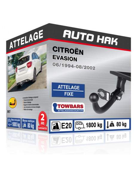 Crochet d'attelage Citroën EVASION “col de cygne“ démontable avec outils