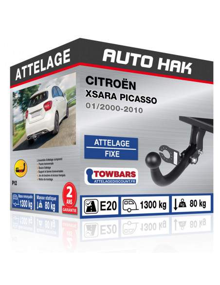 Crochet d'attelage Citroën XSARA PICASSO “col de cygne“ démontable avec outils