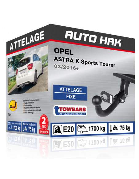 Crochet d'attelage OPEL ASTRA K Sports Tourer “col de cygne“ démontable avec outils