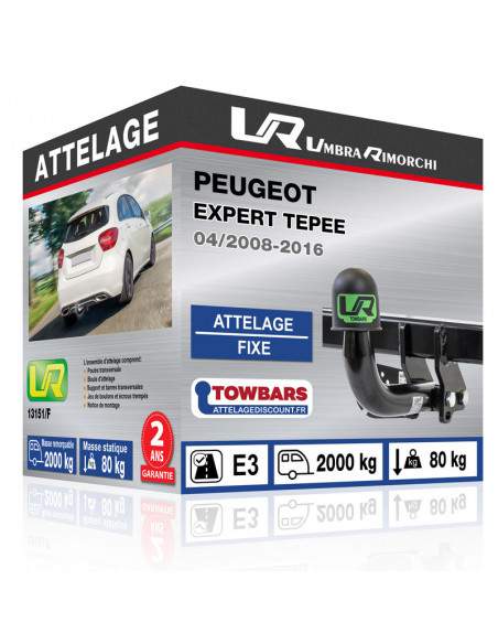 Crochet d'attelage Peugeot EXPERT TEPEE “col de cygne“ démontable avec outils
