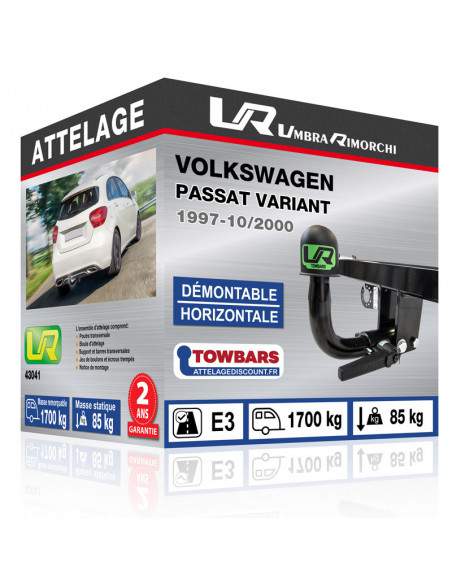 Crochet d'attelage Volkswagen PASSAT VARIANT “col de cygne“ démontable horizontale sans outils