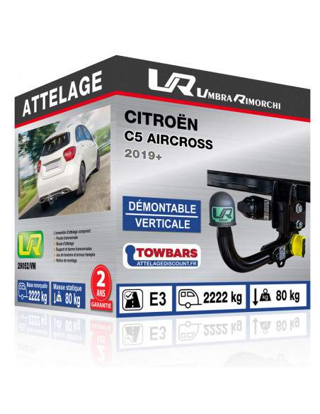 Crochet d'attelage Citroën C5 AIRCROSS “col de cygne” démontable verticale sans outils