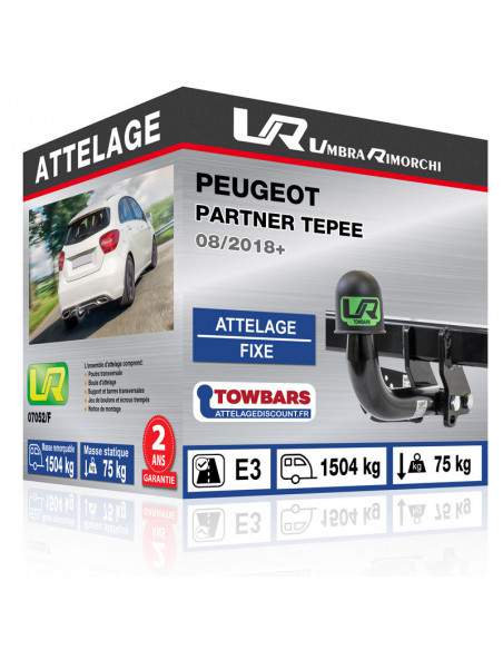 Crochet d'attelage Peugeot PARTNER TEPEE “col de cygne“ démontable avec outils