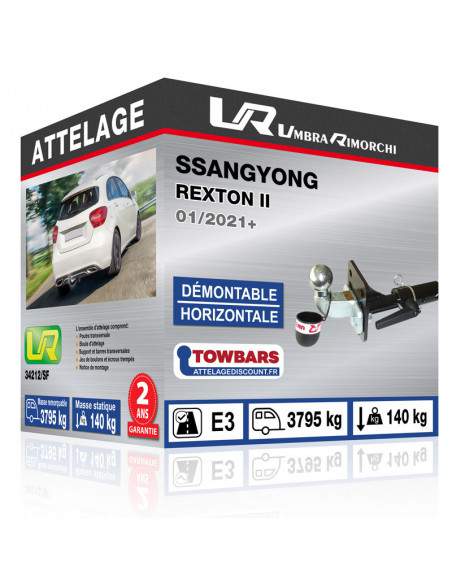 Crochet d'attelage Ssangyong REXTON II coudée démontable horizontale sans outils